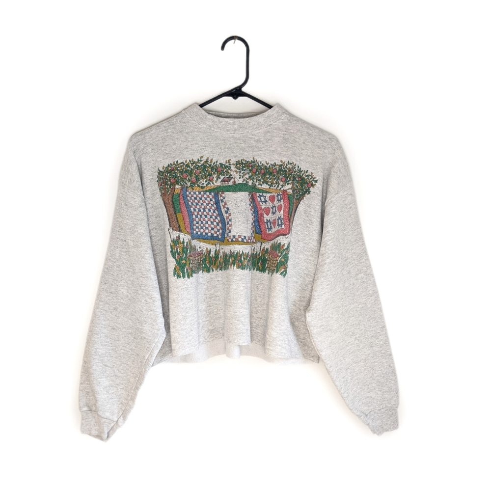 Vintage 90s Kitschy Cottagecore Cropped Sweatshirt